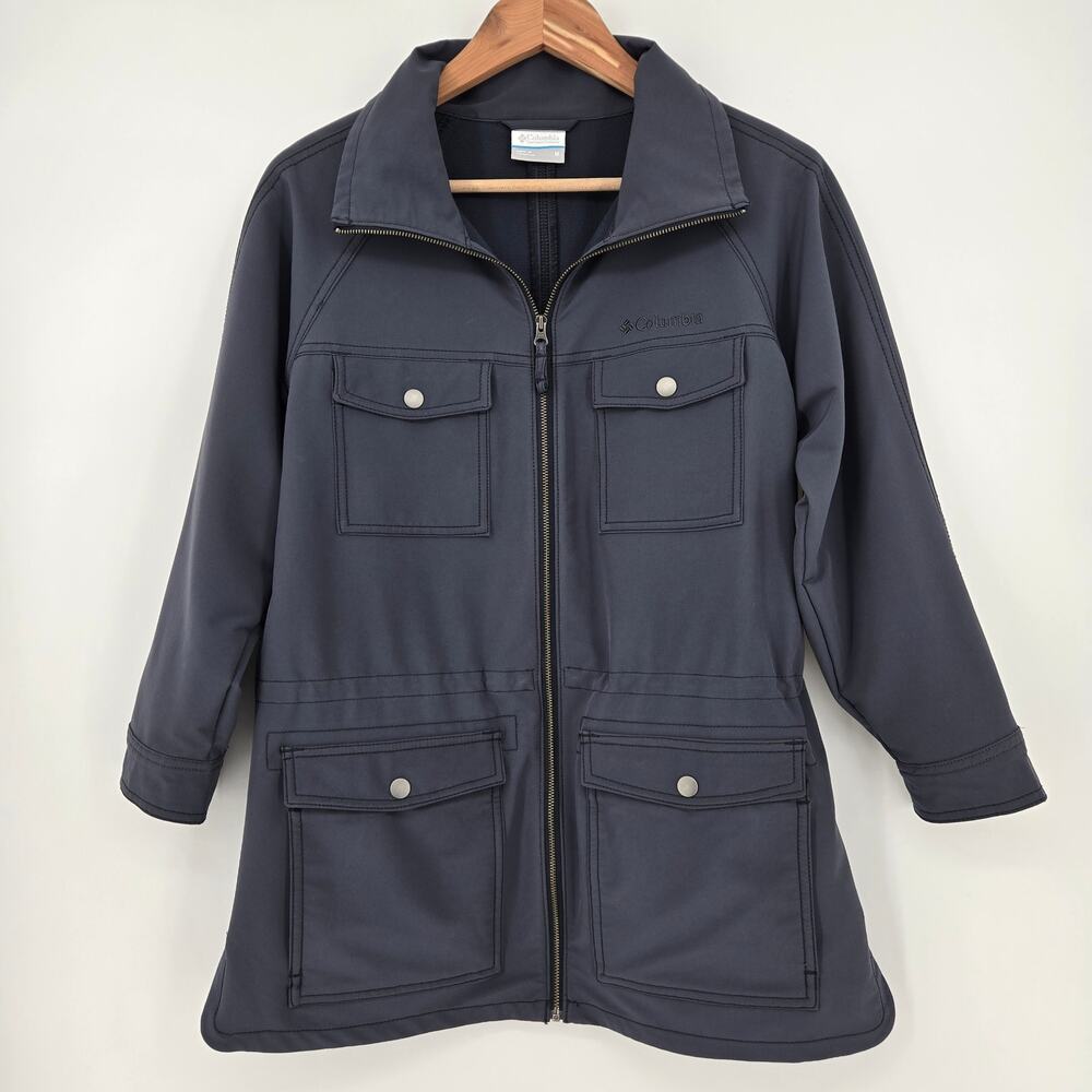 Columbia Softshell Jacket – Women’s M Navy Drawstring Waist Water‑Resistant